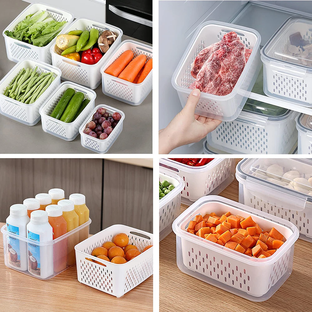 Fruit Storage Containers for Fridge with Removable Colander, Airtight Food Storage Container, Dishwasher Safe Produce Saver image 6
