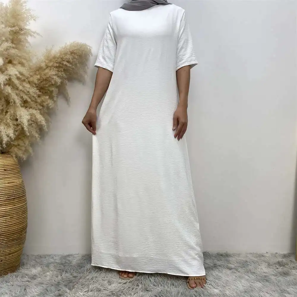 

Dubai Pure Color Simple Middle Sleeve Dress 6722 Woman 2025 Muslim Long Dress Robe Abaya Ramadan Dubai Luxury Islam Elegant