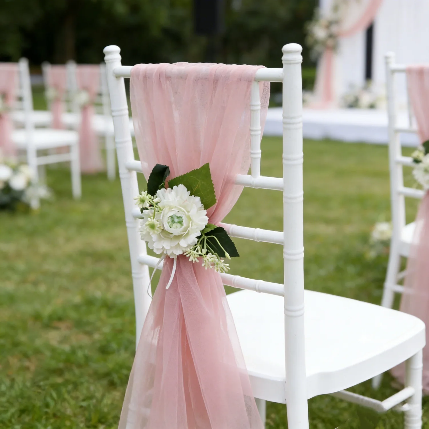 24PCS Wedding Chair Sashes-Cover Aisle Decorations Draping Fabric for Party Ceremony Reception Banquet Church Pew Outdoor Decor