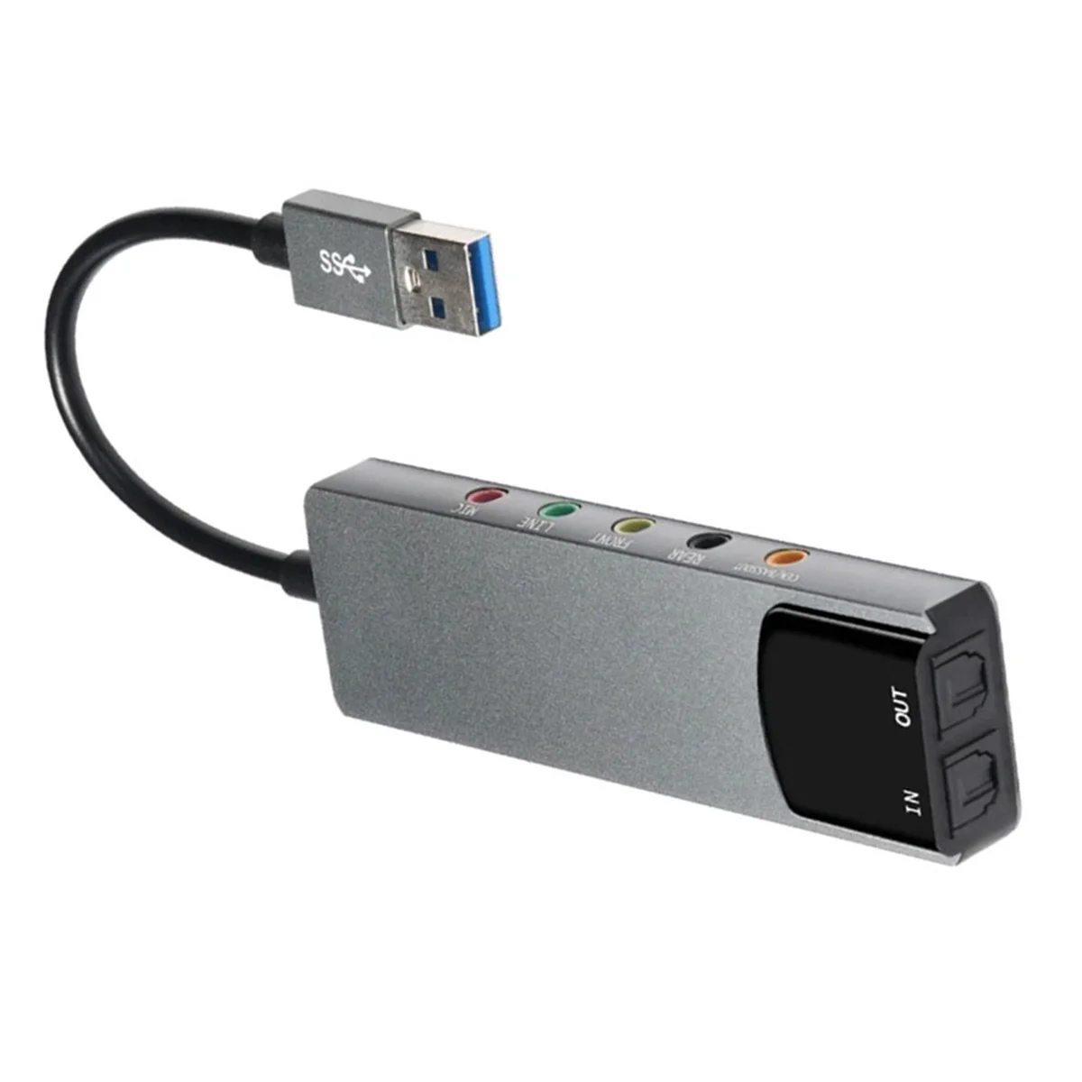 6-In-1 Computer Sound Card 5.1 USB External Sound Card Multi-Function Audio Converter for Notebook Aluminum Sound Card