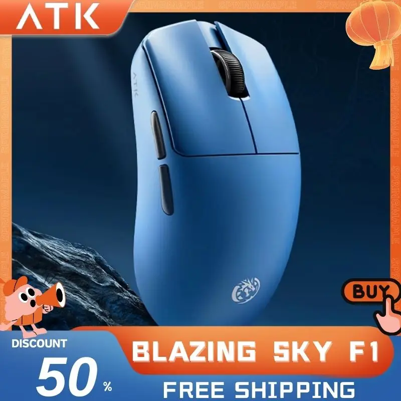 ATK Blazing Sky F1 LEV Mouse 8K Dual Mode Paw3950Ultra Wireless Gaming Mouse Polling Rate Mice Lightweight PC Accessories Custom