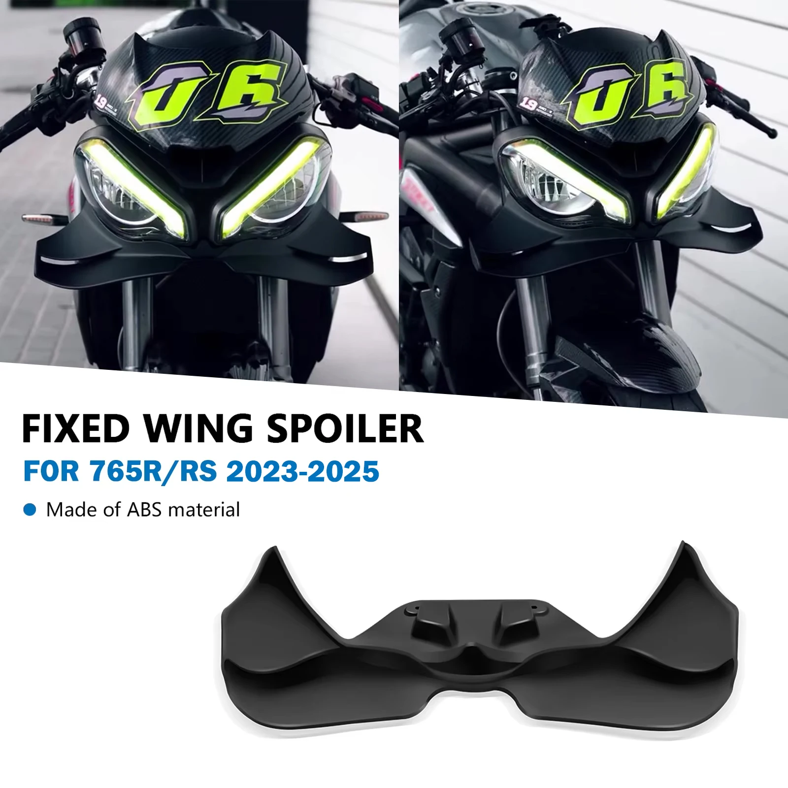 

For Motorcycle Aerodynamic Wing Front Spoiler Downforce Frontal Spoilers Winglet Street Triple 765RS 765 R RS 2025 2024 2023