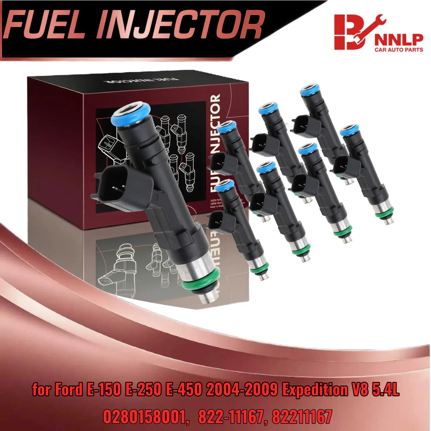 

For Ford E150 E250 E450 Expedition 2004-2009 V8 5.4L Set of 8 Fuel Injectors 0280158001