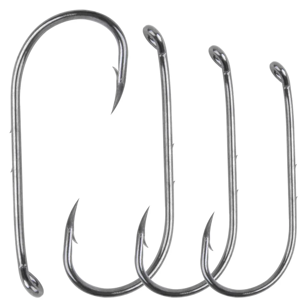 500PCS Baitholder Fishing Hooks Live Bait offset hooks Long shank Circle hooks Saltwater for Walleye Hairtail Rig