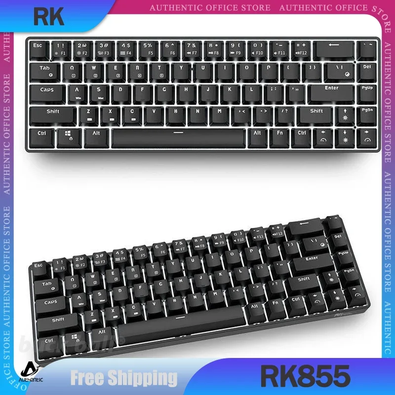 

RK RK855 Mechanical Keyboard 2 Mode USB Wireless Bluetooth Keyboard 68 Keys RGB Blacklit Portable Gaming Office Keyboards Gifts