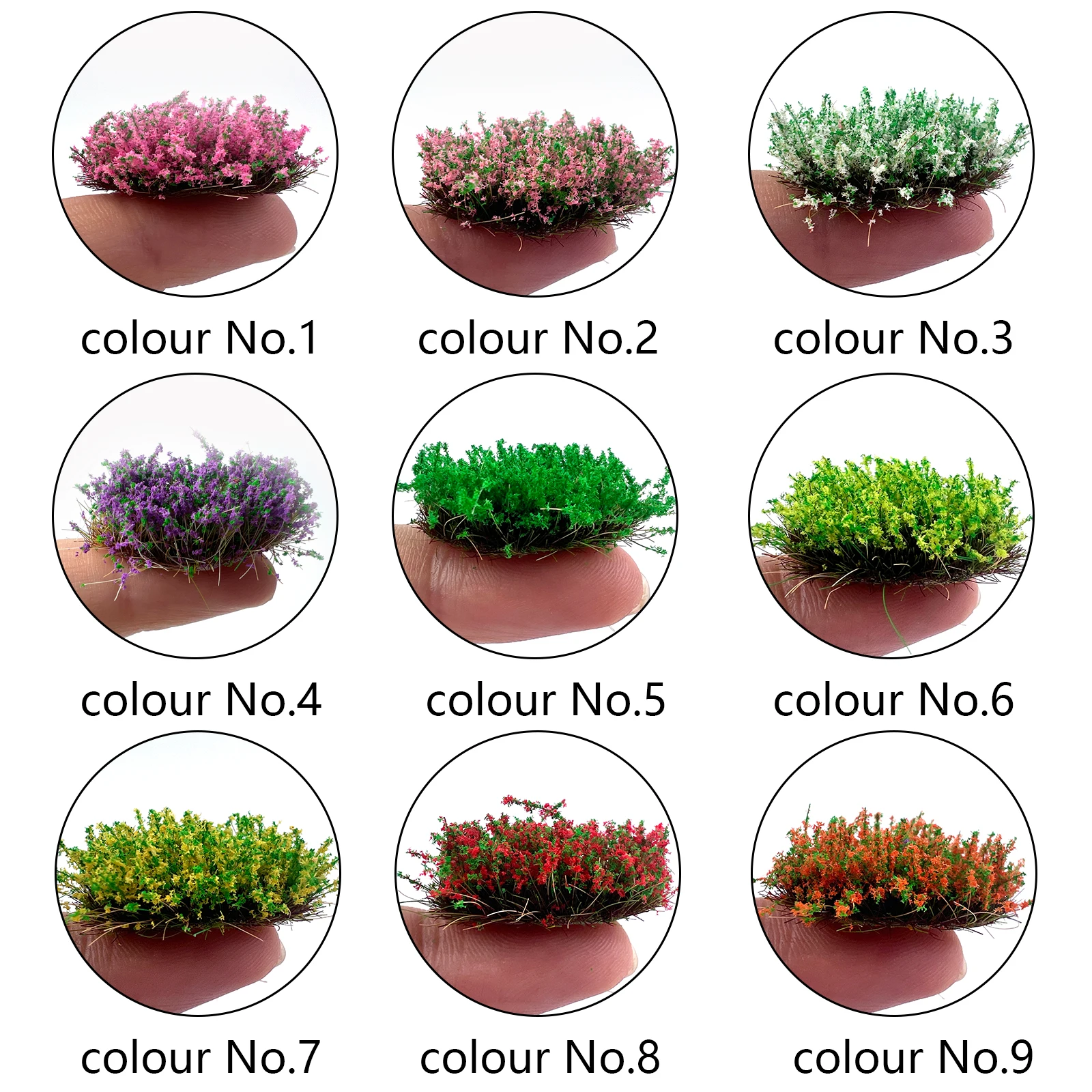 8 peças 10mm em miniatura flor cluster grama tufo para escala ho n oo diy modelo fazendo layout de trem ferroviário/paisagem de jogo de guerra militar
