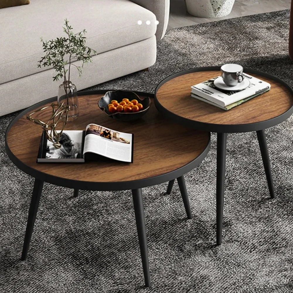 Decoretion Round Coffee Tables Living Room Wood Sedentary Tea Dressing Coffee Table Console Service Table Basse Mesa Furniture