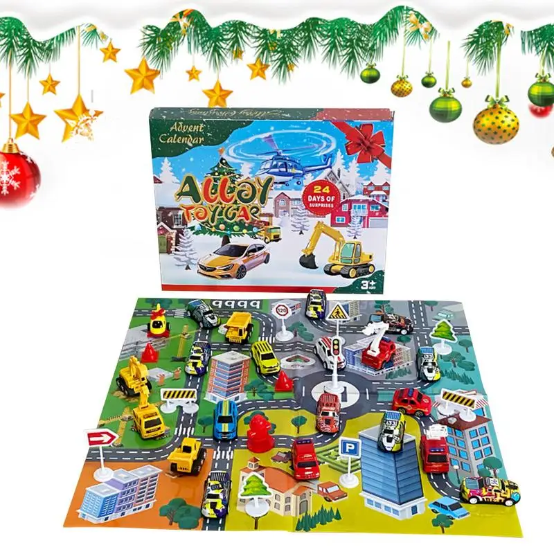 Christmas Advent Calendar Car Toys 24 Days Christmas Countdown Holiday Supplies Stocking Stuffers Cars Collection Calendar Fun