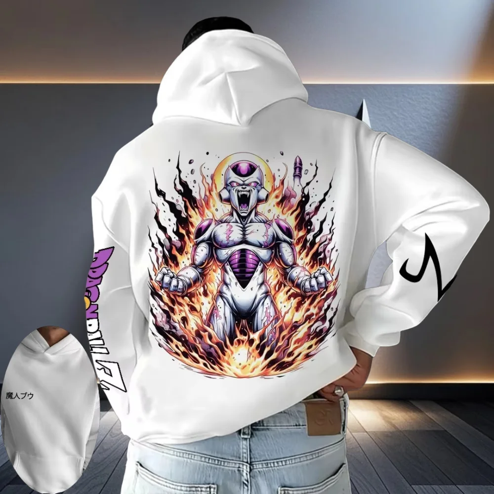 

Лидер продаж, осенне-зимний новый белый анимационный свитер с капюшоном и принтом Super Saiyan, мужская и женская модная уличная одежда