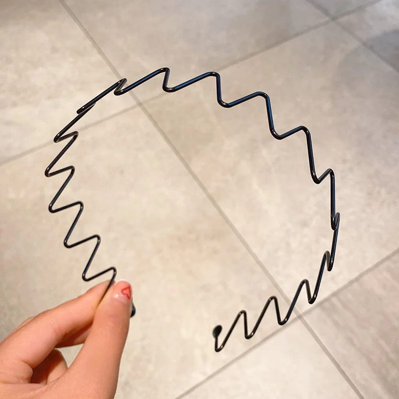 1 Stück Haarbänder Unisex Wellenförmiges Haarband Gesichtswäsche Kopfschmuck Haarband Einfachheit Rutschfestes schwarzes Metall-Spiral-Stirnband – Detail 9