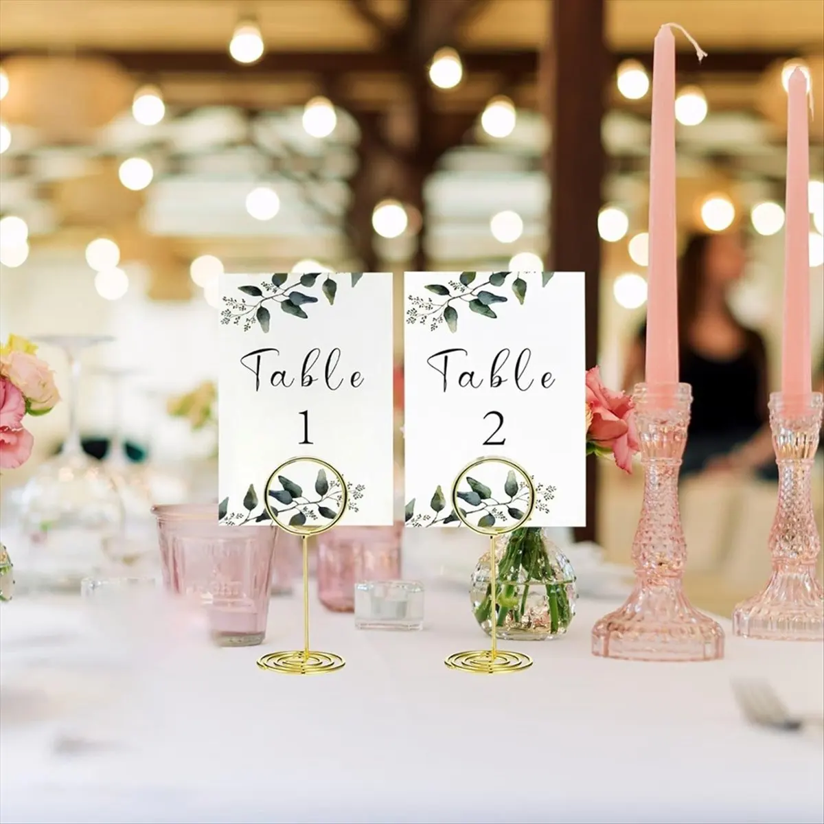 A50U Elegant Gold Table Number Holders - 10-Pack Place Card & Paper Stands for Weddings, Events & Parties