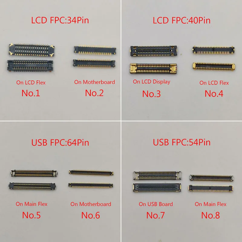 5-10pcs 64 54 40 34 Pin USB Charger Charging Port FPC Connector On Board For Samsung Galaxy A50 A505 A505F FN/DS LCD Screen Flex