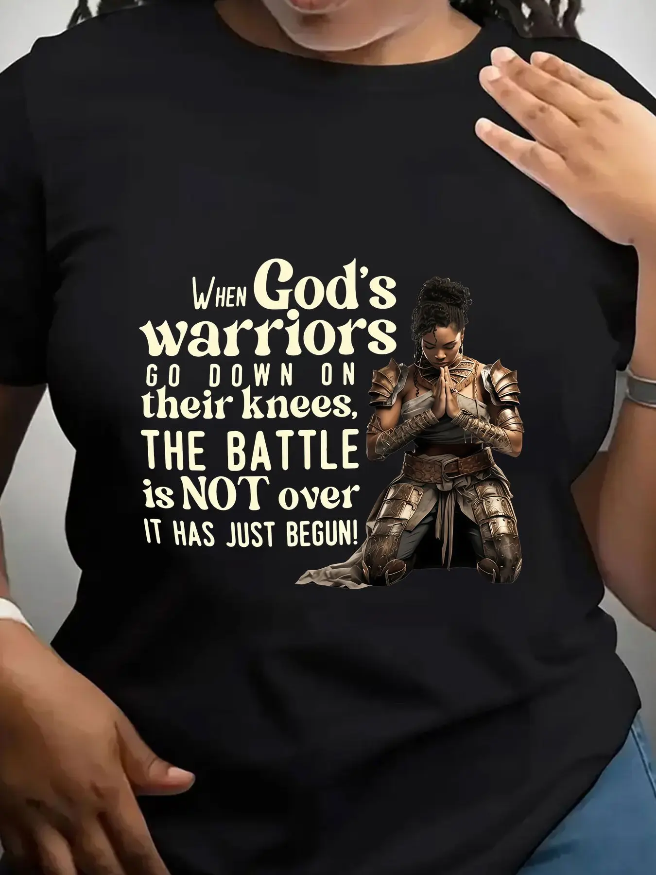 Women's Trendy Crew Neck T-Shirt When Gods Warriors Go down Suitable for Casual Sportswear