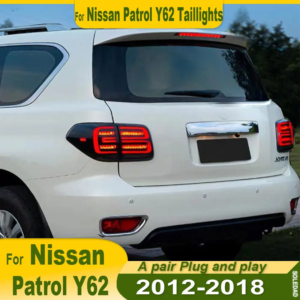 

Автомобильные задние фонари для Nissan Patrol Y62, светодиодный задний фонарь 2008-2018, патрульный задний стоп-сигнал, стоп-сигнал, DRL, автомобильные аксессуары заднего хода