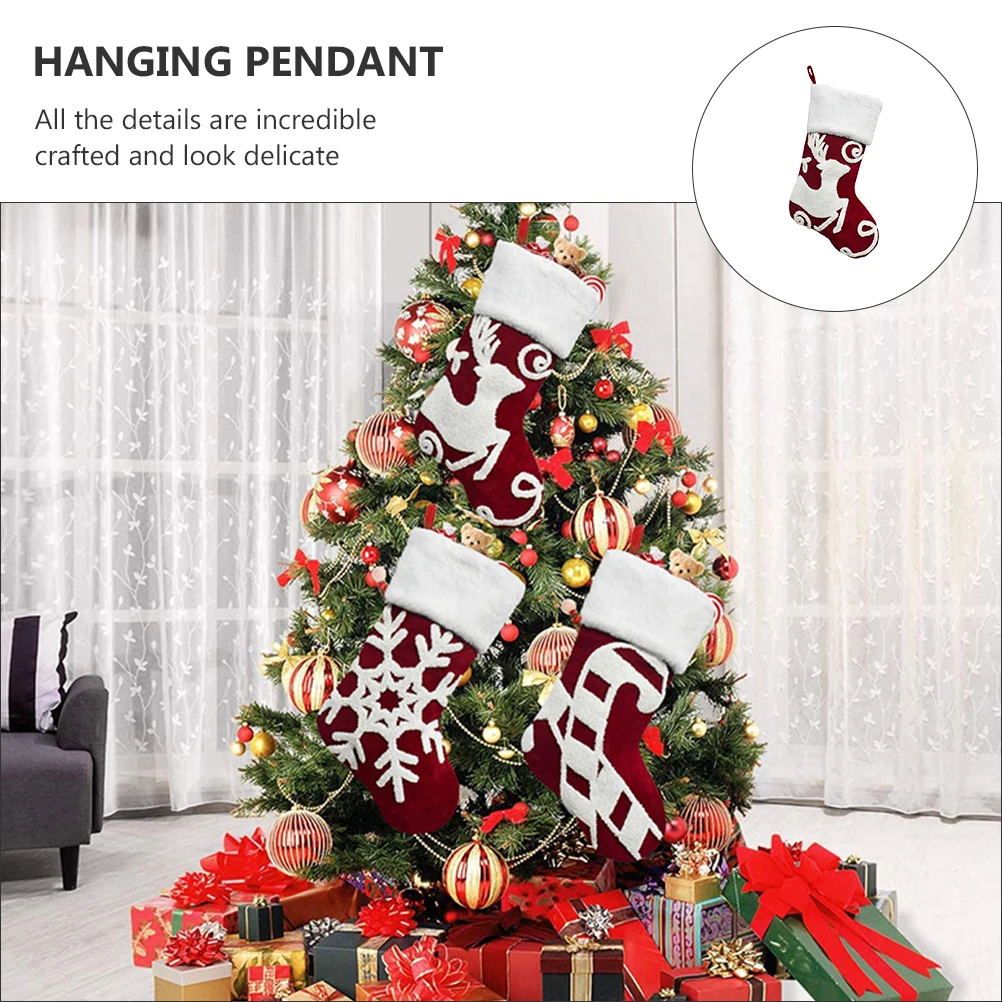 

Xmas Decorations Christmas Stockings Hanging Pendant Sock Decorative Socks Candy Bag Elk