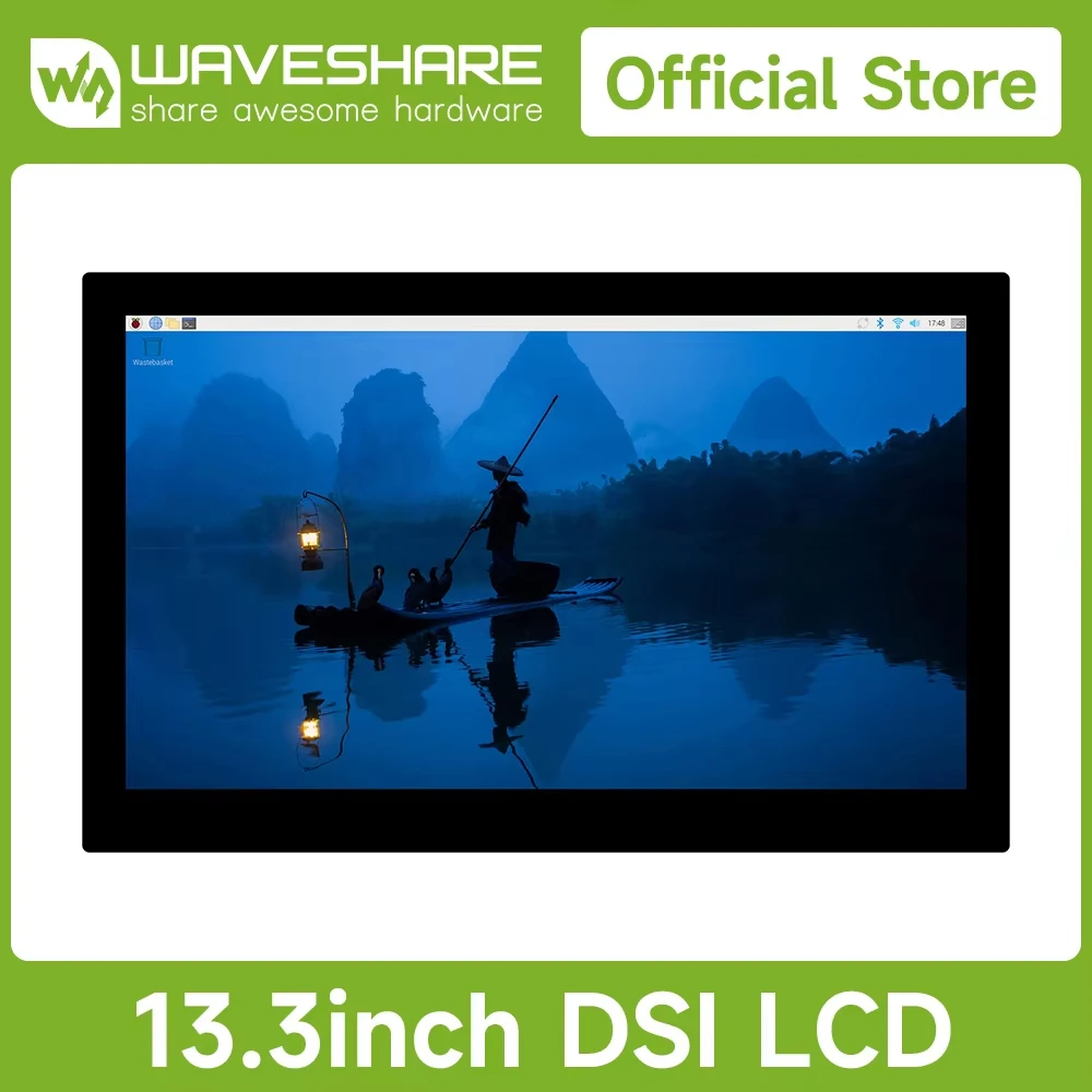 13.3inch DSI LCD Waveshare High Resolution DSI Capacitive Touch Display 1920x1080 IPS Toughened Glass Panel DSI for Raspberry Pi
