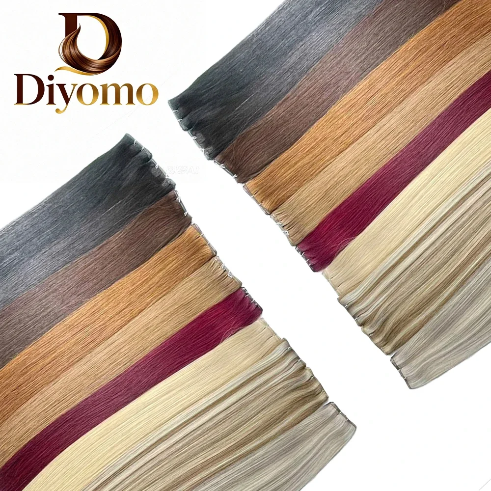 DIYOMO Bundel Rambut Manusia Remy Brasil 100g Rambut Lurus Warna Alami Potongan Rambut Jahit untuk Ekstensi Rambut