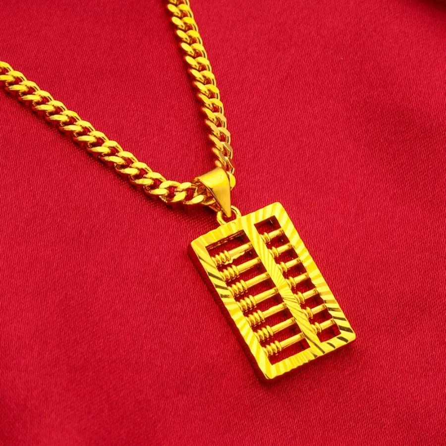 Dynar Jewelry  24K Gold Abacus Necklace | AU999 Pure Gold, miniature abacus design with moveable beads, unique and vintage for d