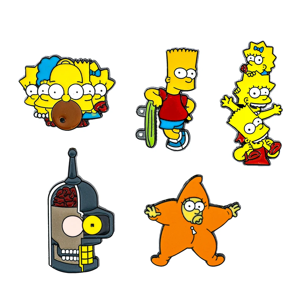 Disney Comedy Anime TV Homer Simpson Series Enamel Pins Brooch Lapel Badges Cartoon Funny Jewelry Gift for Kids Friends