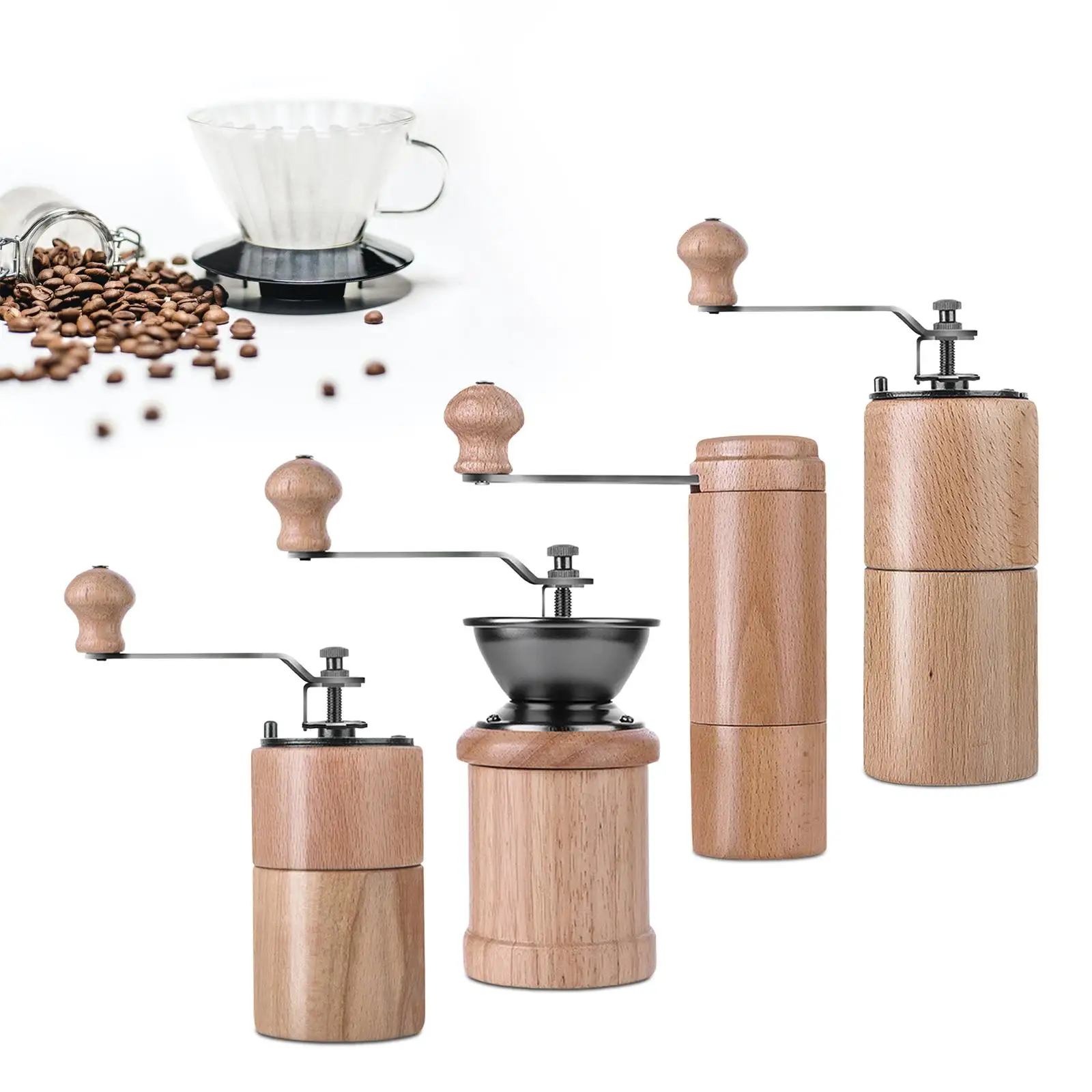 Manual Coffee Grinders Wooden Easy to Settings Mill for Spice Pepper Office