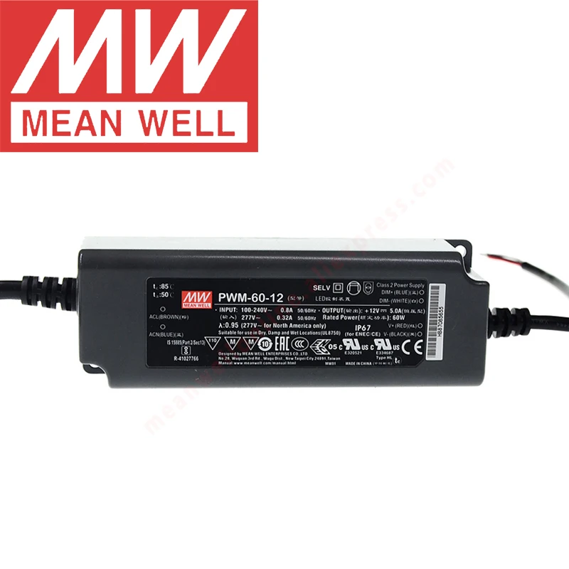Original Médio Bem Pwm60 120 20012 24kn Pfc Função Pwm-kn Séries 60w 120w 200w Tensão Constante Pwm Saída Knx Led Driver
