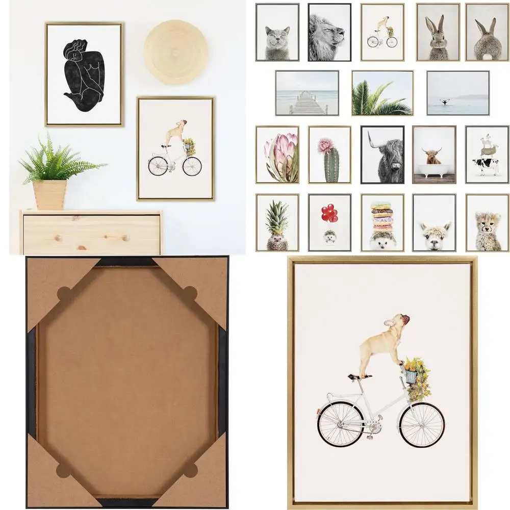 

Причудливый трио французского бульдога на велосипеде — холст 18x24 дюймов в золотой рамке от Эми Пепсона