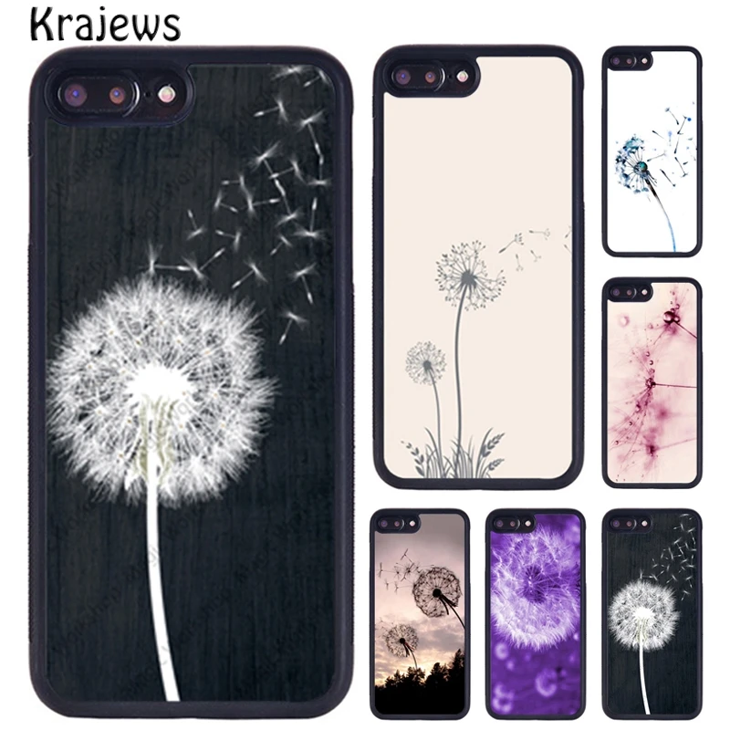 Krajews Dandelion Flower Flying Rubber Phone Case For iPhone 16 15 14 XR XS 11 12 mini 13 Pro MAX Plus cover coque