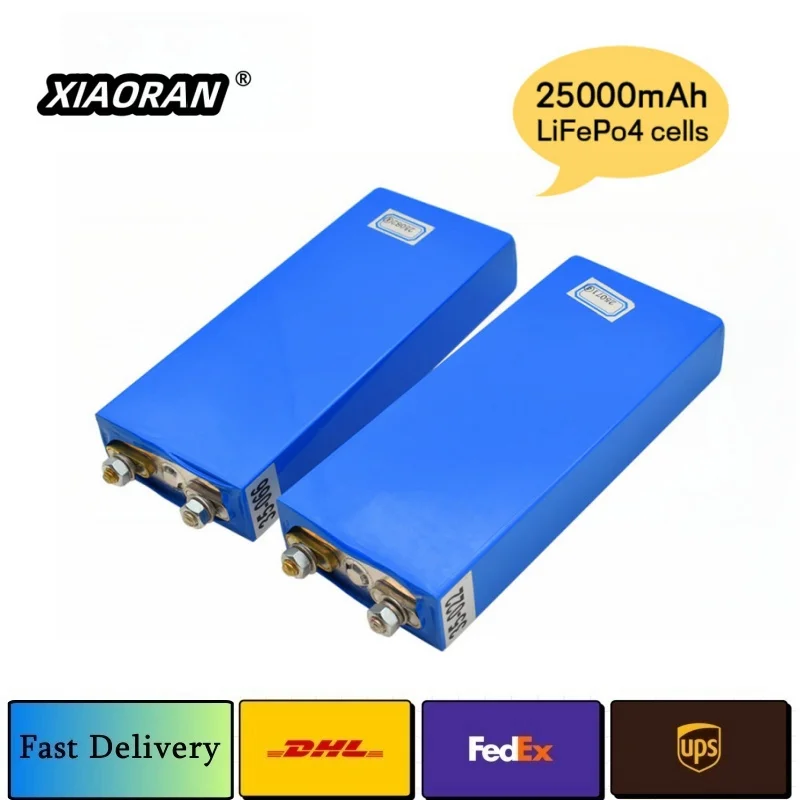 8 PCS NEW 3.2V 25Ah LiFePO4 Cell 25000mAh Lithium polymer Battery 4000 cycles For DIY Solar Energy UPS Power Electric Vehicles