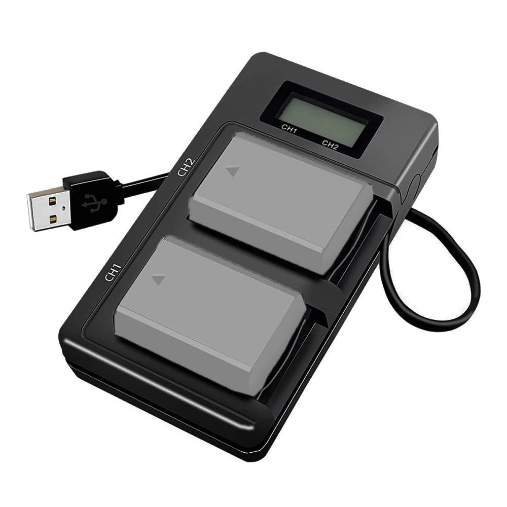 Mcoplus NP-FW50 LCD Display Dual USB Charger for Sony Alpha A3000 A5000 A5100 A6000 A6300 A6400 A6500 A7 A7II A7RII A7S A7S2