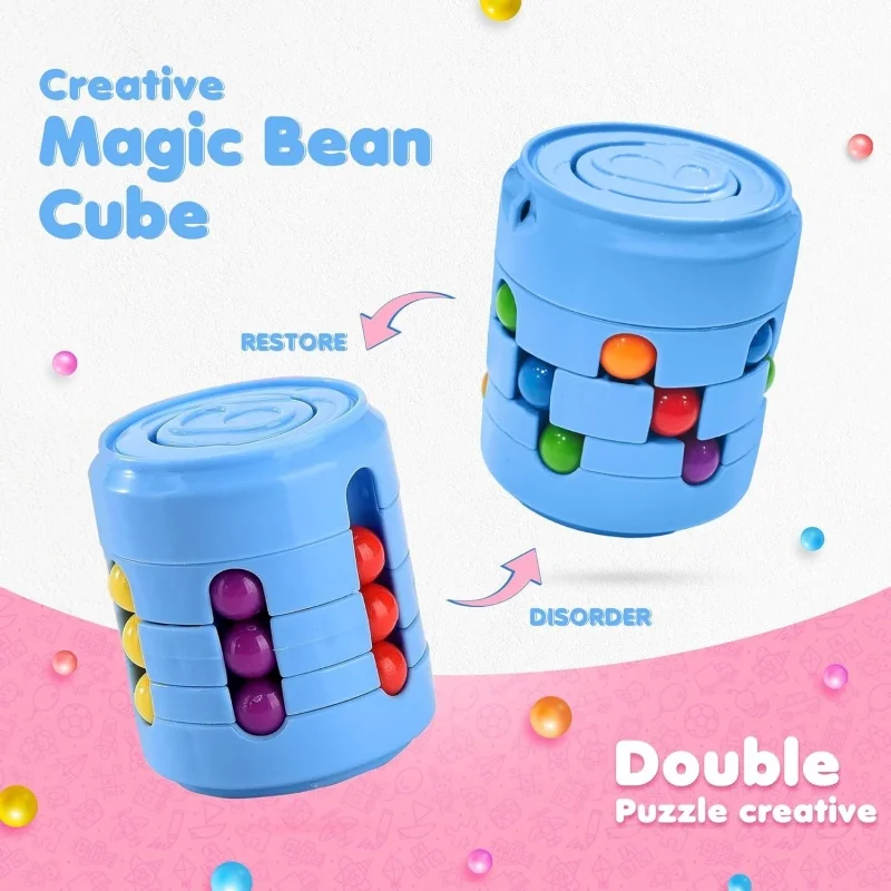 Rotating Fidget Toys Magic Bean Puzzle Cube Fidget Spinners Classroom Prizes Goodie Bag Stuffers Birthday Party Favors for Kids