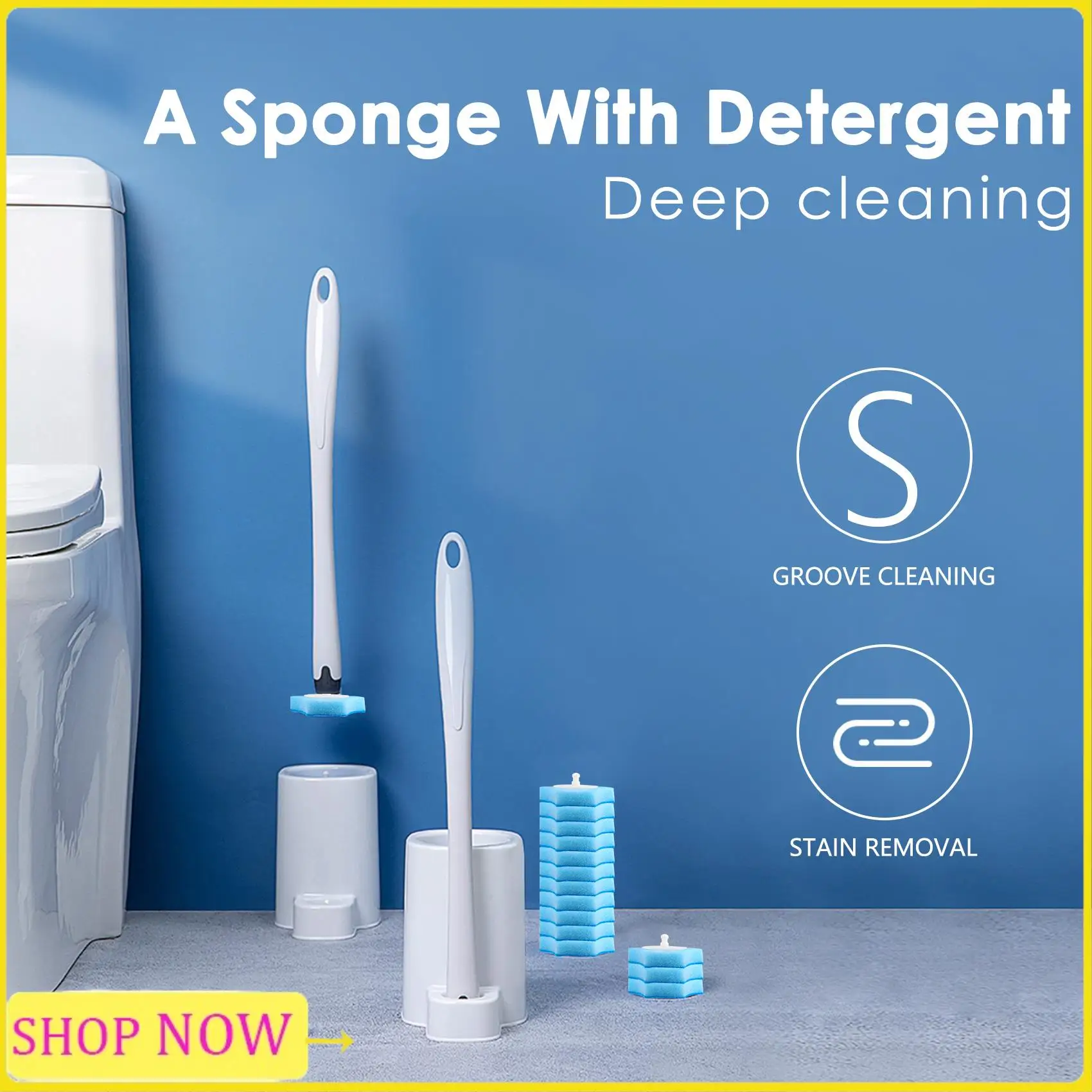 نظام تنظيف المرحاض الخاص القابل للتصرف، المرحاض القابل للتصرف، عبوة قابلة لإعادة التعبئة، فرشاة جديدة قابلة للتنظيف - 48 عبوة إعادة تعبئة