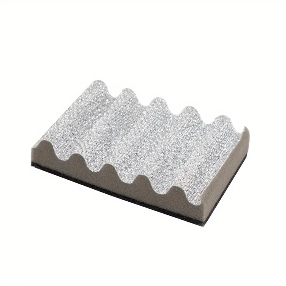 Double-Sided Rust-Removing Sponge Wave Design Household Barbecue Grill Brush Rust Removal Pan Cleaning Brush Home Use