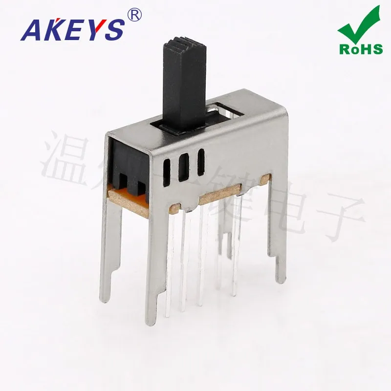 10pcs SS-23D14(2P3T) double row vertical 8-pin three-speed toggle switch 16*6.5 long foot slide power switch