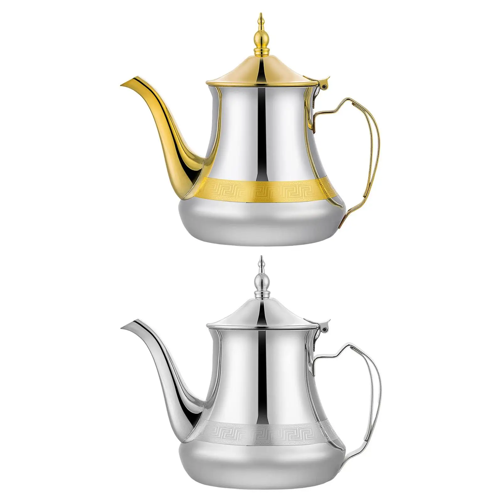 

Large Capacity Stainless Steel Tea Kettle Polished Metal Teapot for Household Kitchen Hotel Restaurant Office Serving