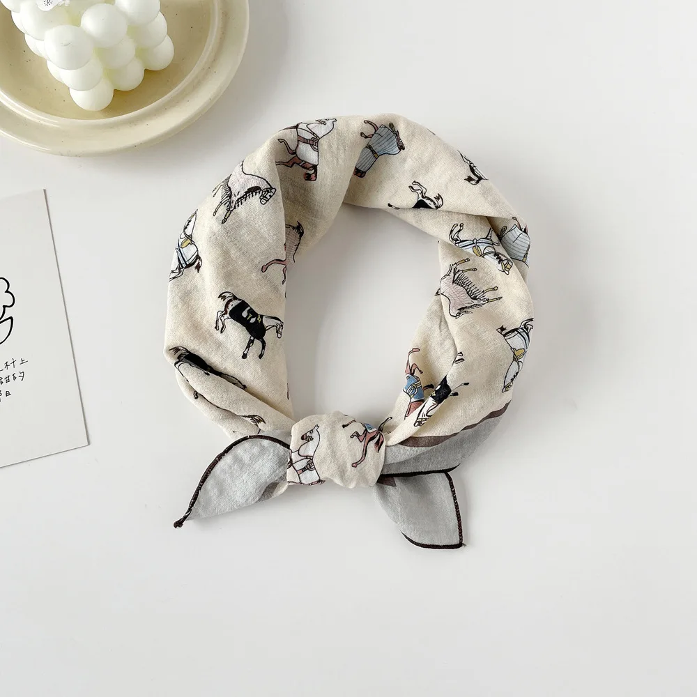 Cashew Print Cotton Square Scarf 55cm 1PC Spring Trendy European Headband for Women Versatile Accessory