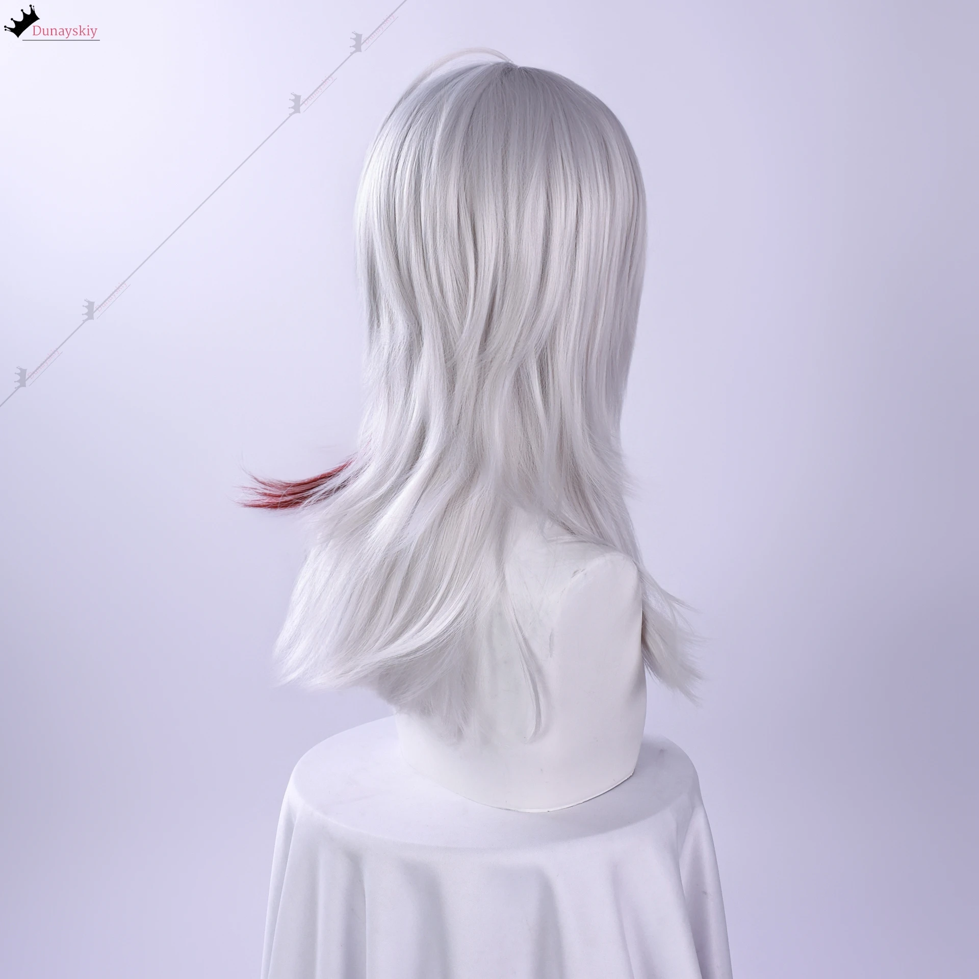 Peluca de Cosplay Zani Wuthering Waves, peluca de disfraz de Cosplay de 40CM, peluca degradado rojo plateado, gorra gratis de pelo corto de Anime ZANI para juegos de rol