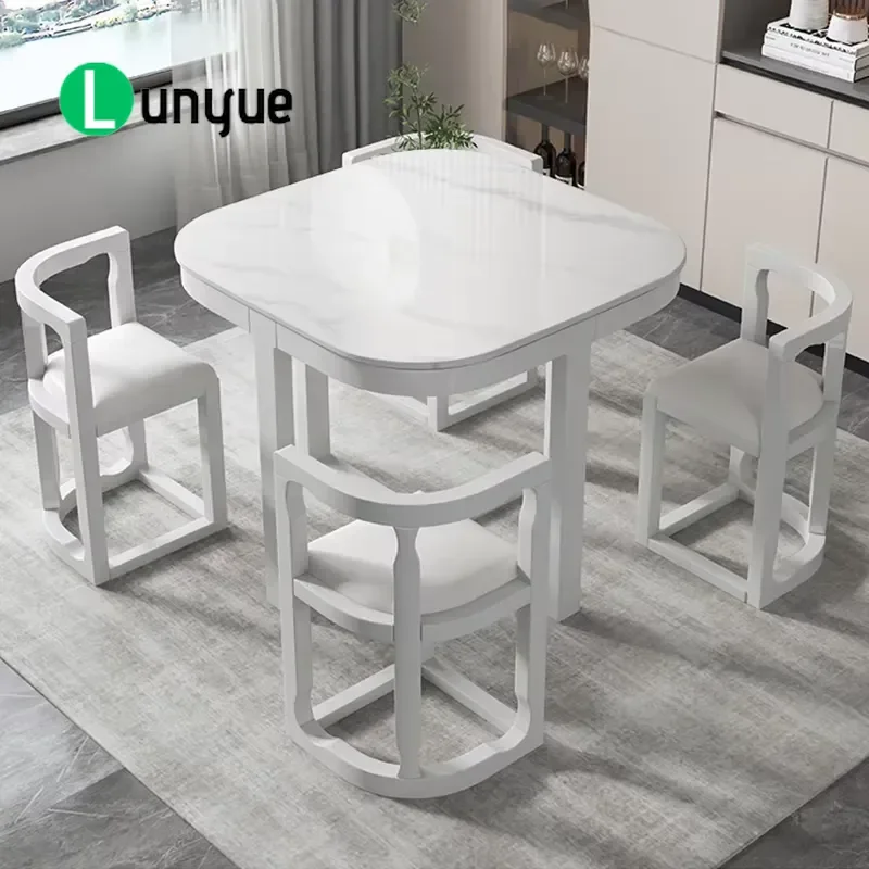 European Modern Minimalist Extra Long Corner Dining Table Customized Invisible Marble High Quality Wood Popular Design for
