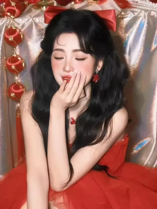 

New Cisas Birthday Theme Korean Sle Red Portrait Art Photo Clothing for Girls in Studio Photoaphy Polyester Fabric