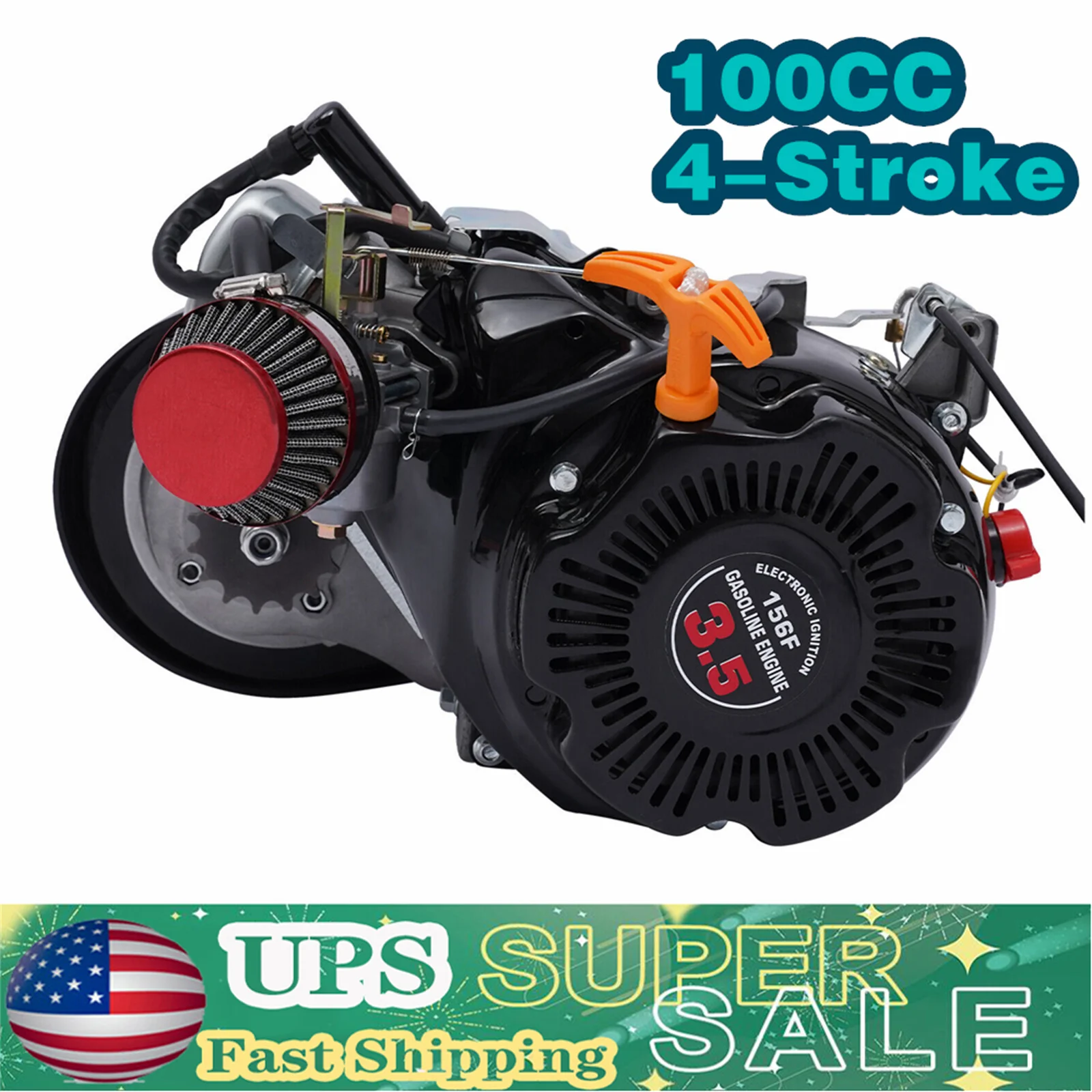 100CC 4-stroke Bike Gas Motorized Engine Bicycle DIY Full Set Kit Bicycle Modified Motor Kit 3600rpm  Air Cooling