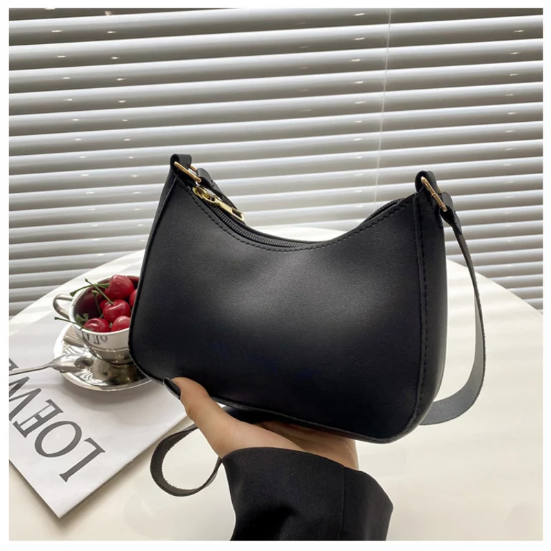 Bolso de mano Retro de cuero PU para mujer, bolsa de hombro y axilas, informal, de diseñador, Color sólido, envío directo