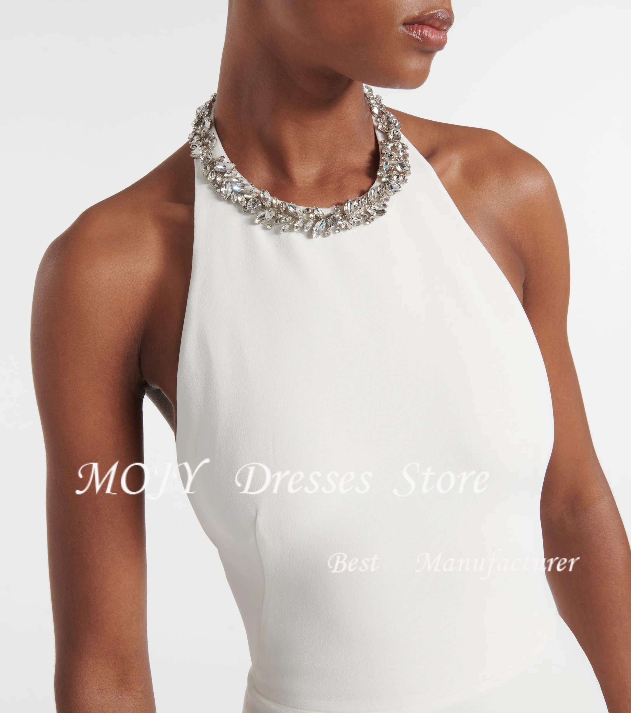 فستان زفاف عربي مثير من Mojy مخصص بدون أكمام مطرز بحورية البحر فستان زفاف للعروس للمناسبات الخاصة