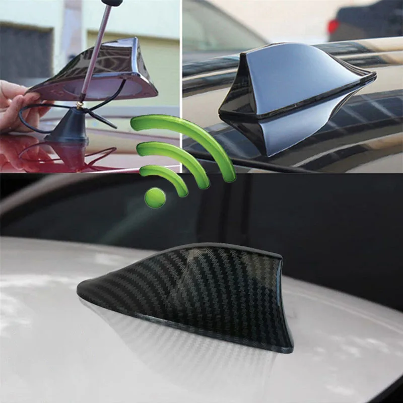 Antena de barbatana de tubarão para carro, formato de barbatana, telhado automático, sem perfuração, rádio, sinal fm/am, acessório universal para a maioria dos automóveis