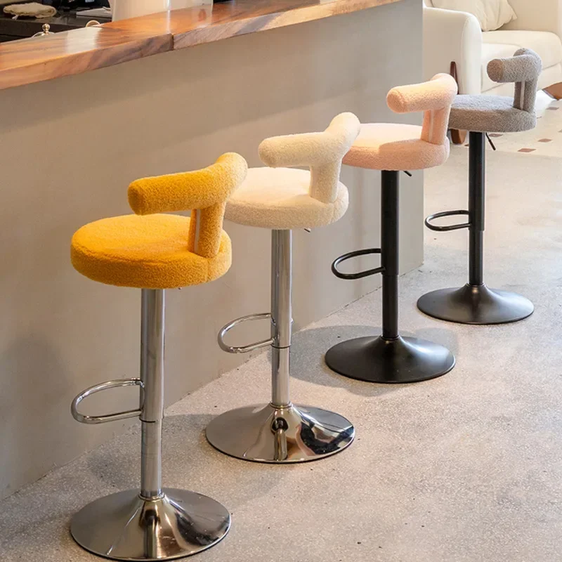 Nordic Style Round Stool: Front Desk Cash Register Lift Back High Chair Fashion Bar Chair for Coffee Shops and Milk Tea Shops