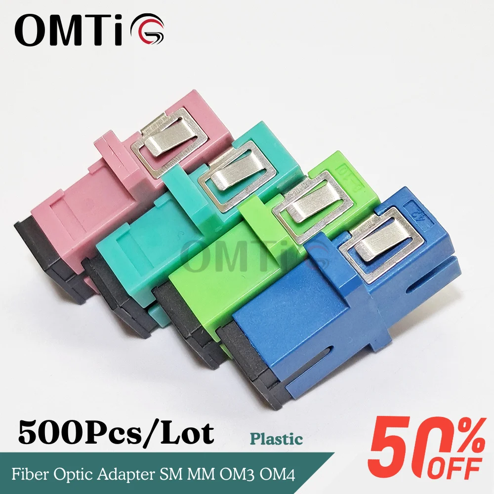 500pcs/lot SC APC UPC OM3 OM4 Adapter Connector SM MM Plastic Fiber Optic Adapter Big Sell 100％New OMTiG