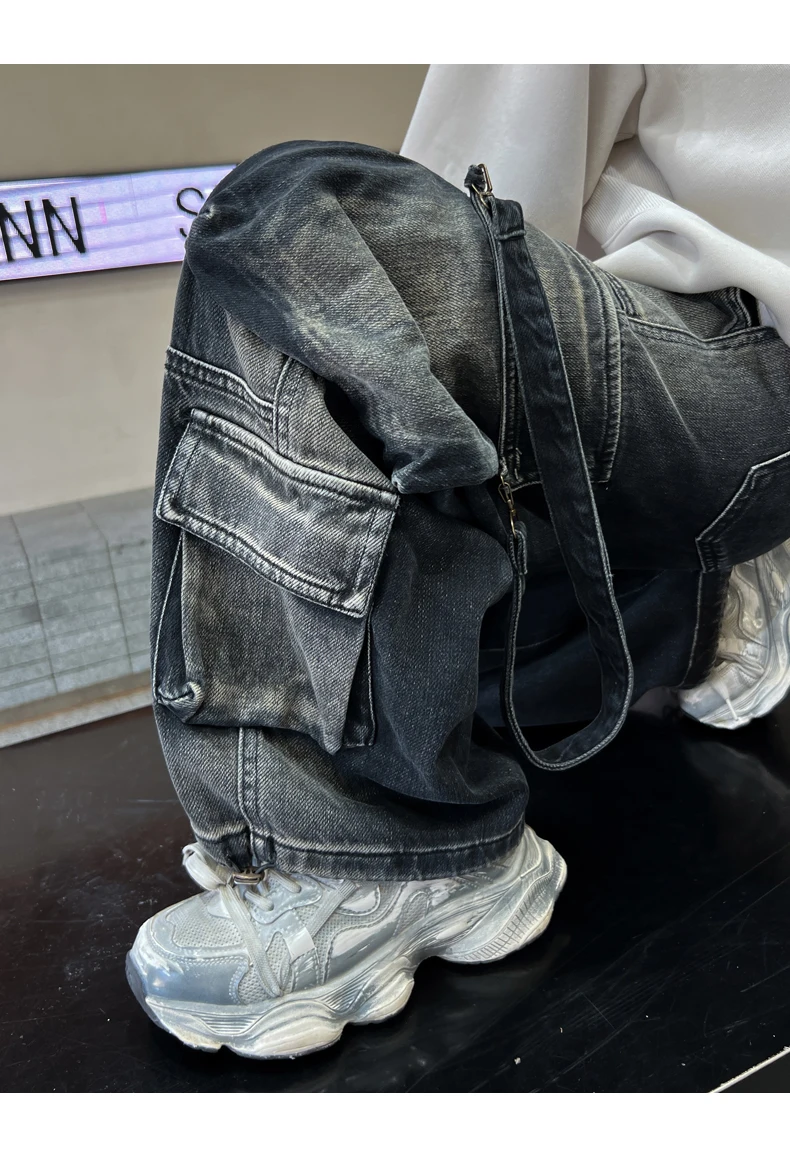 Jungen Retro-Jeans Frühling Herbst Neue Teenager Kinder Street-Style Lässige Gerade Weite Hose Kinder Cargo Denim-Jeans – Detail 5