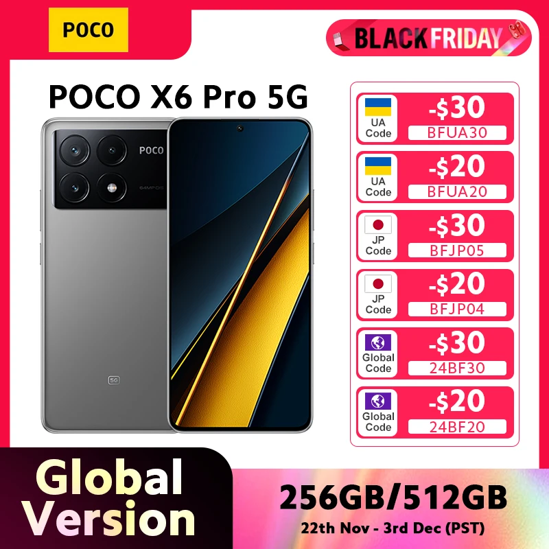 POCO X6 Pro 5G Global Version Smartphone Dimensity 8300-Ultra 6.67