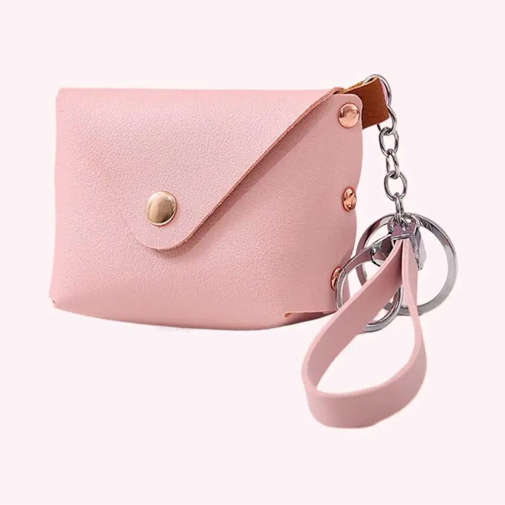 Cartera con llavero para mujer con cremallera Monedero de cuero PU Cartera de pulsera de moda Cartera pequeña para ir de compras y viajes