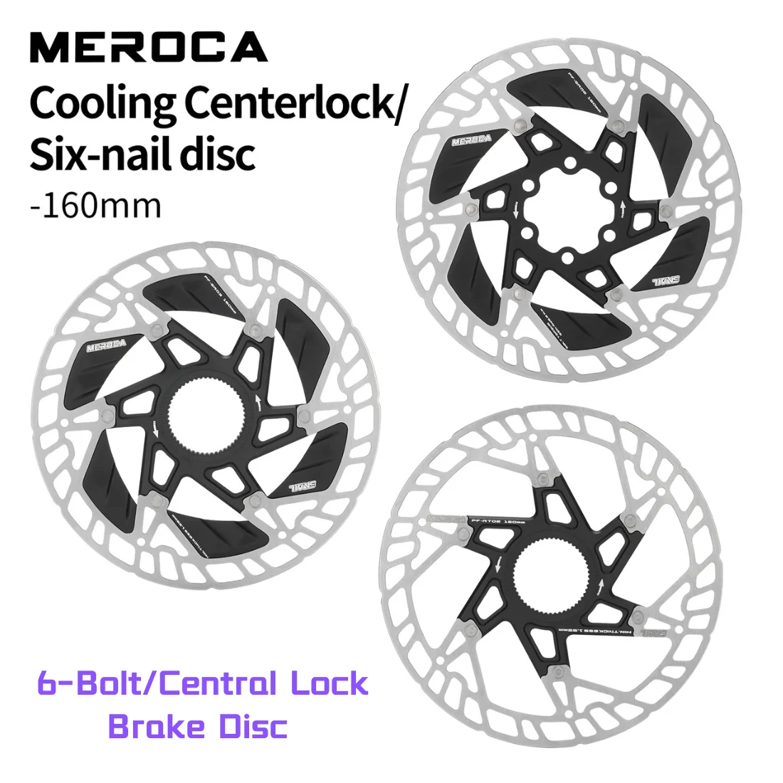 MEROCA Ultralight Bicycle Brake Rotor 160mm Diameter Hollow Out 6-Bolt Centerlock Brake Disc for SHIMANO/forSRAM Brake