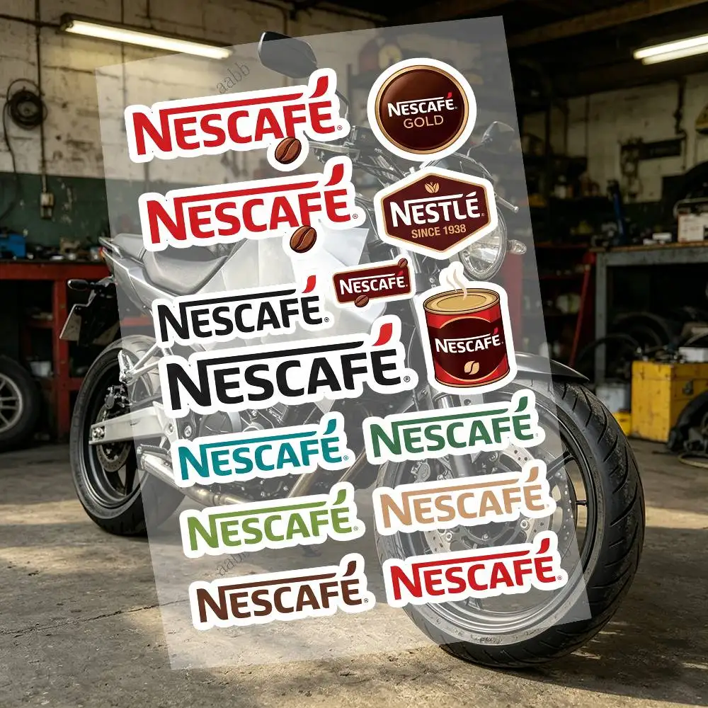 N-Nescafe Reflective Motorcycle Stickers Waterproof Vinyl Decals For Motorbike Helmet Fuel Tank Bike view 2
