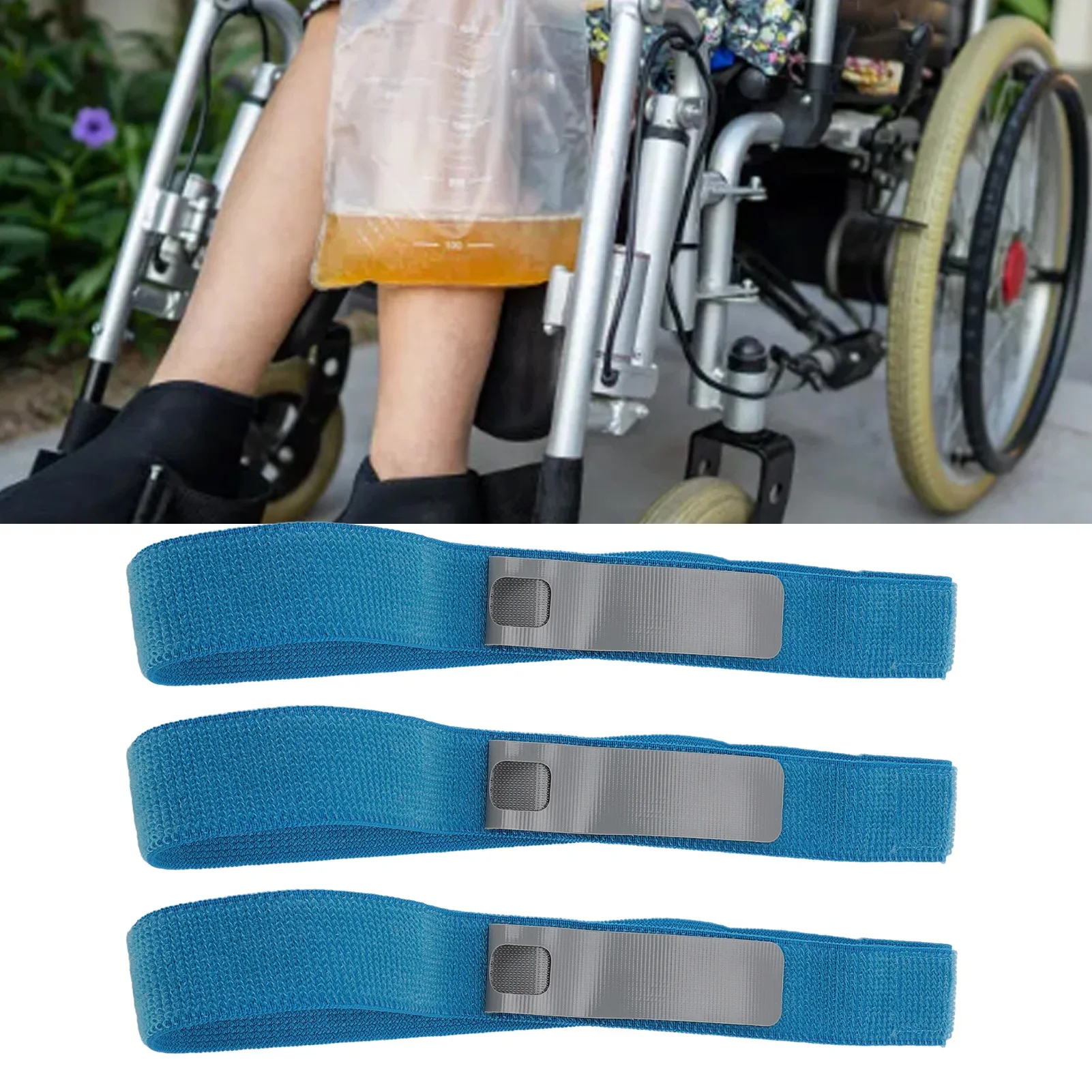 3pcs Urine Bag Catheter Strap Urine Drainage Bag Strap Leg Belt Support Stabilization Anti Slip Reusable Sponge Fixing Tape